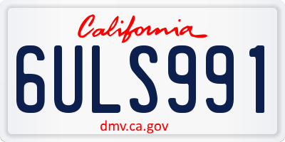 CA license plate 6ULS991