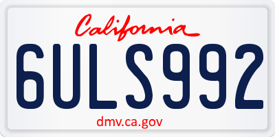 CA license plate 6ULS992
