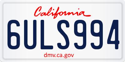 CA license plate 6ULS994