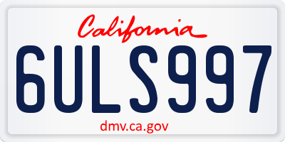 CA license plate 6ULS997