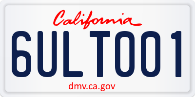 CA license plate 6ULT001