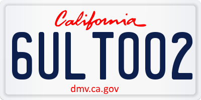 CA license plate 6ULT002