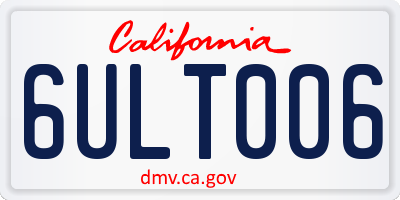 CA license plate 6ULT006