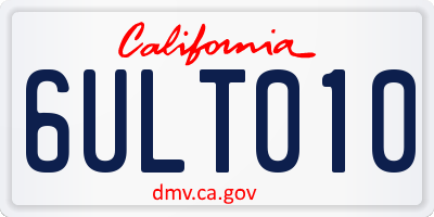 CA license plate 6ULT010