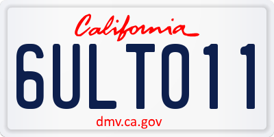 CA license plate 6ULT011