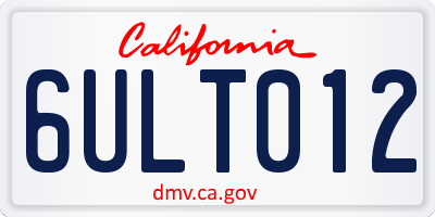 CA license plate 6ULT012