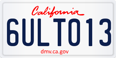 CA license plate 6ULT013
