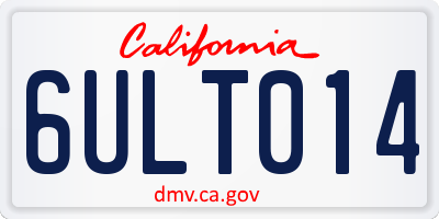 CA license plate 6ULT014
