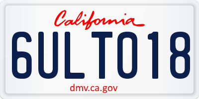 CA license plate 6ULT018
