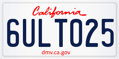 CA license plate 6ULT025