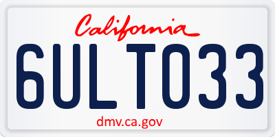 CA license plate 6ULT033