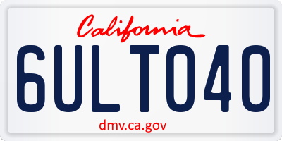 CA license plate 6ULT040