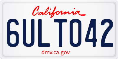 CA license plate 6ULT042