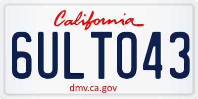 CA license plate 6ULT043