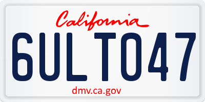 CA license plate 6ULT047