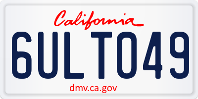 CA license plate 6ULT049