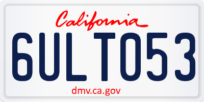 CA license plate 6ULT053