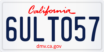 CA license plate 6ULT057