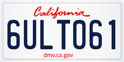 CA license plate 6ULT061
