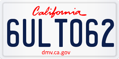 CA license plate 6ULT062