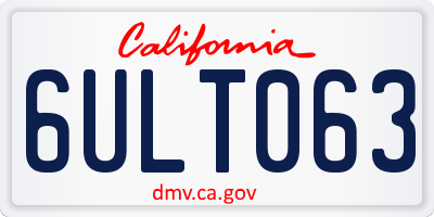CA license plate 6ULT063