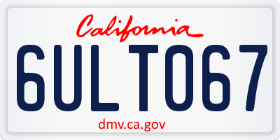 CA license plate 6ULT067