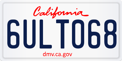 CA license plate 6ULT068