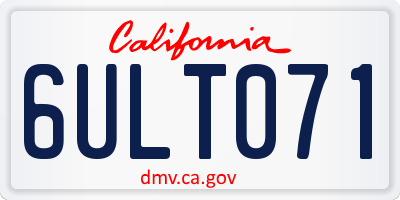 CA license plate 6ULT071