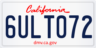 CA license plate 6ULT072
