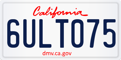 CA license plate 6ULT075
