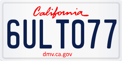 CA license plate 6ULT077