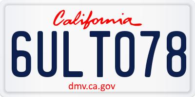 CA license plate 6ULT078