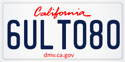 CA license plate 6ULT080