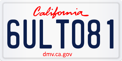 CA license plate 6ULT081