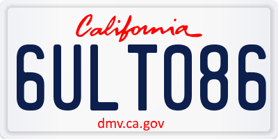 CA license plate 6ULT086
