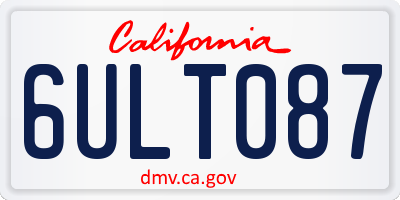 CA license plate 6ULT087