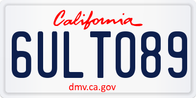 CA license plate 6ULT089
