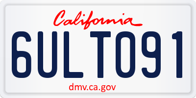 CA license plate 6ULT091