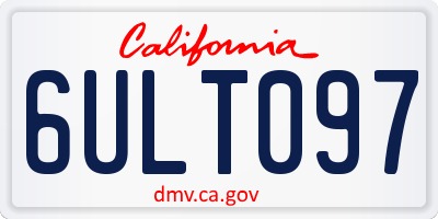 CA license plate 6ULT097