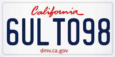 CA license plate 6ULT098