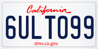 CA license plate 6ULT099