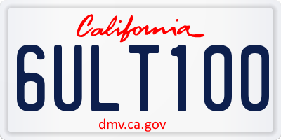 CA license plate 6ULT100