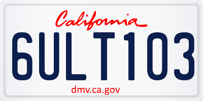 CA license plate 6ULT103