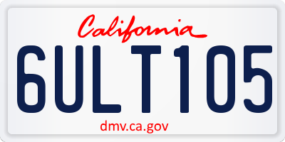 CA license plate 6ULT105