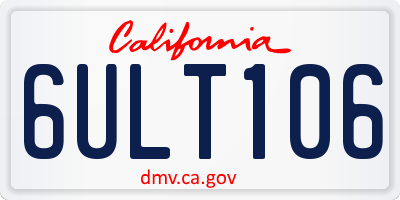 CA license plate 6ULT106