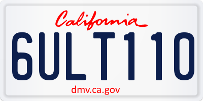CA license plate 6ULT110