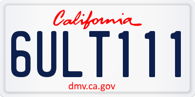 CA license plate 6ULT111