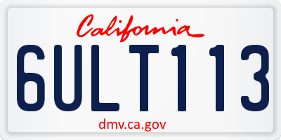 CA license plate 6ULT113