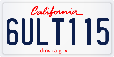 CA license plate 6ULT115