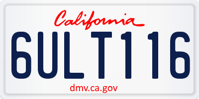 CA license plate 6ULT116